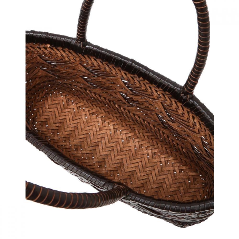 Daks Dark Brown Leather Mesh Tote Bag Dcba6e301w3