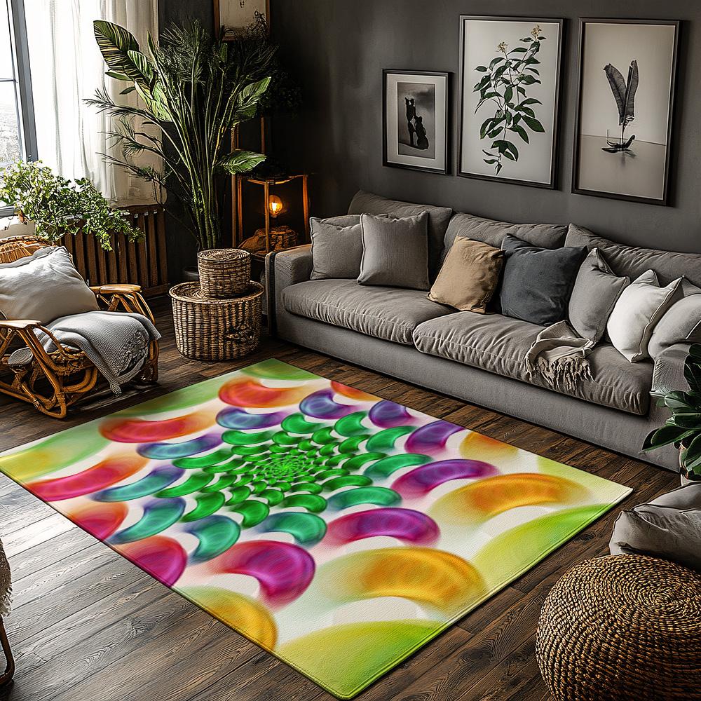 

Tuniu Colorful Psychedelic Spiral Abstract Carpet Rug Mat for Home Decor 50x80cm
