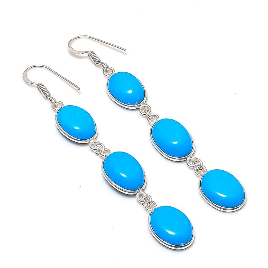 Natural Arizona Turquoise 925 Sterling Silver Jewelry Earring 3.03  AE-11963