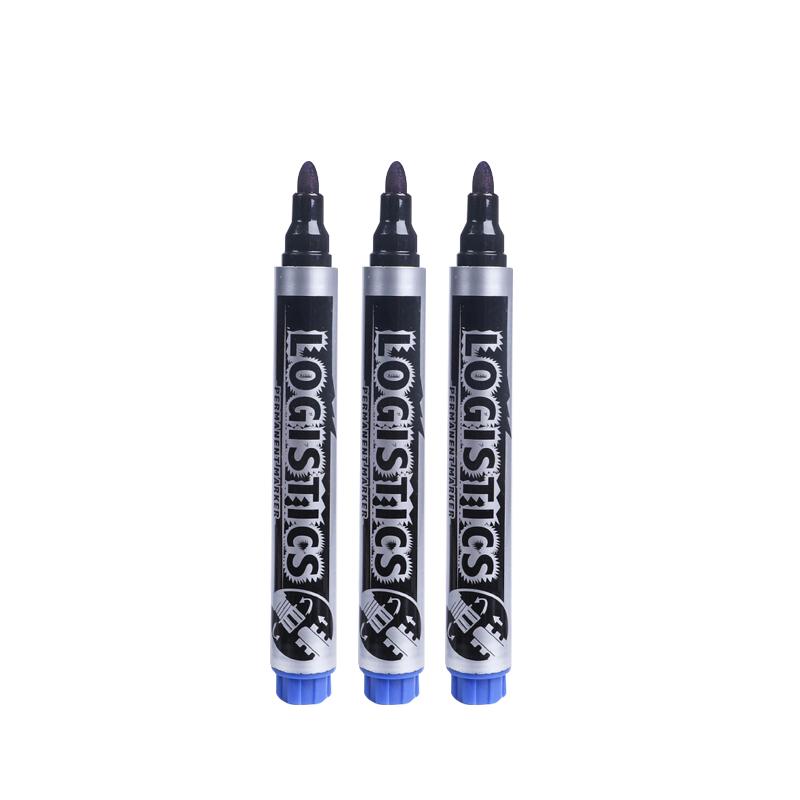 

3pcs Large-Capacity Marker Set-Black Red Blue & Black Waterproof Quick-Drying Non-Fading Large-Size Head Logistics Marker Pens