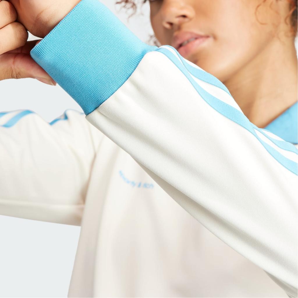 Adidas Originals X Sporty & Rich Trefoil Stripe Logo Print Long Sleeve Retro T-Shirt Women Tops White IN5249