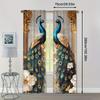 2 Pcs Elegant Peacock & Floral Polyester Curtains – Artistic Design   Multiple Sizes for Bedroom Living Room Office Decor