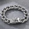 Punk Skeleton Jewelry Vintage Cuban Link Chain Bracelet for Man with Skull Head Clasp 316L Stainless Steel Bracelets and Bangles