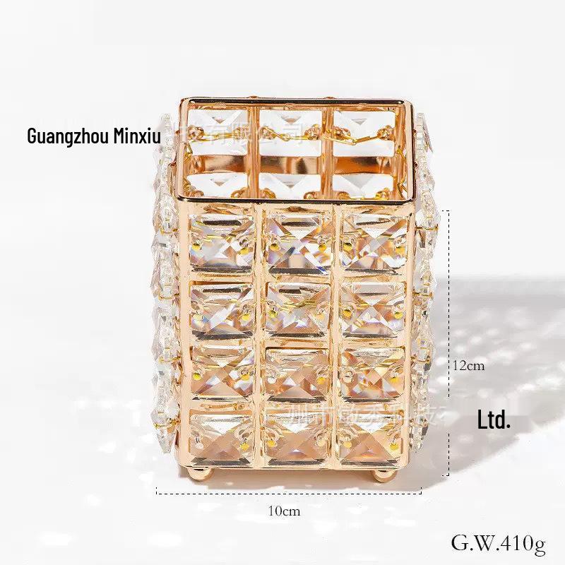 European Gold Crystal Makeup Brush Storage Tube