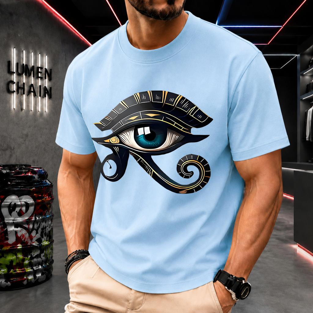 2026 New Pure Cotton Tshirt Eye Of Horus Ancient Egyptian Symbol Print Casual Trendy Clothing