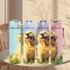 1PC Golden Retriever Puppy 750ml Color Plastic Sports Water Bottle Leakproof Flip Straw Lid Suitable for Sports Office Home Use