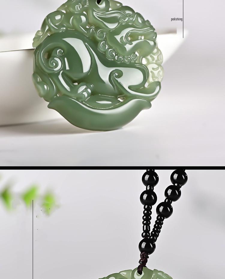 Unisex Clear Water Hetian Jade Pixiu Pendant, Double-Sided Carving with Certificate