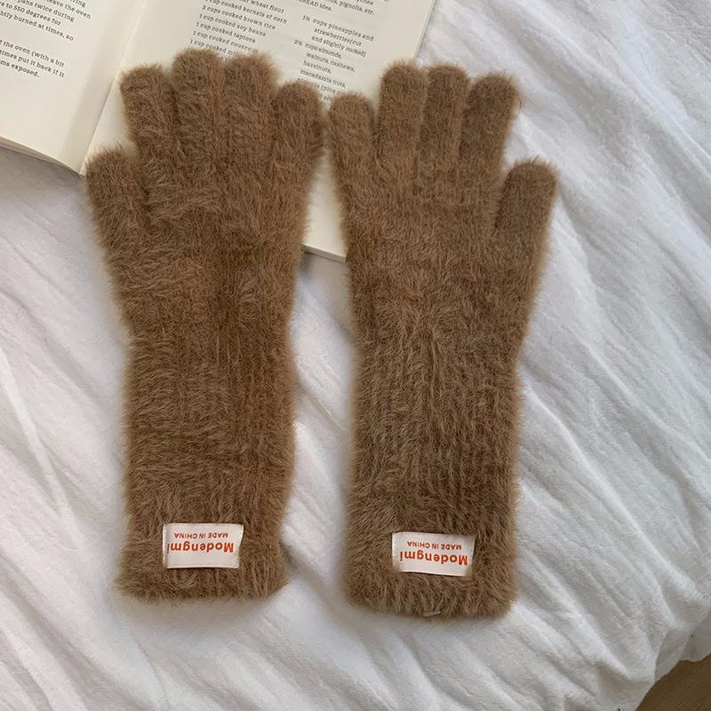 

Женские зимние трикотажные перчатки для велоспорта без пальцев с сенсорным экраном 2024 года — корейский стиль Korean long open-end