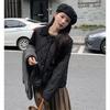 Winter Women's Embroidered Teddy Bear Splicing Lapel Short Cotton Jacket S-XL