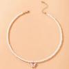 Women Simple Vacation Imitation Pearl Butterfly Clavicle Necklace