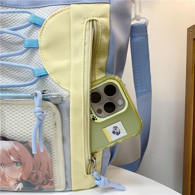Gao Yan Niche Japanese Transparent Pain Bag Large-capacity Girl Multi-pocket Shoulder Messenger Bag College Student Class Tote Bag