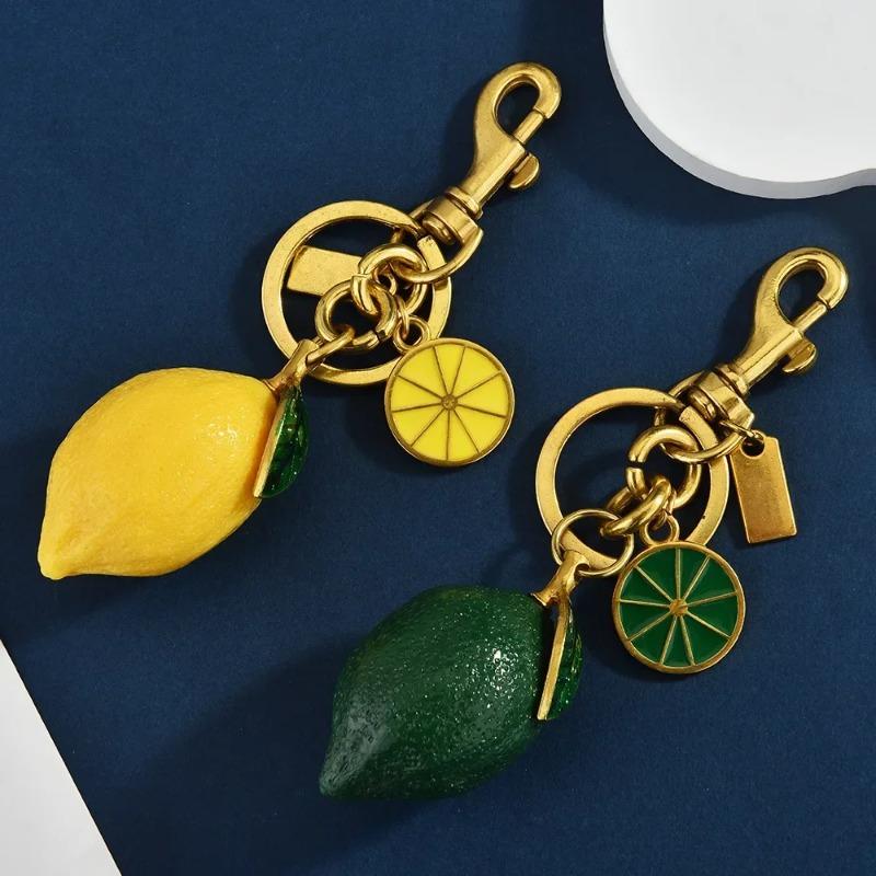 Creative Resin Simulated Fruit Lemon Car Key Chain, Fashionable Retro Style Bag Pendant