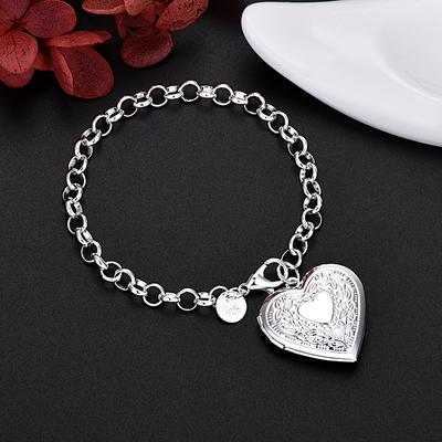 Pulsera con marco de amor para mujer, chapada en plata S925, regalos de fiesta para niña
