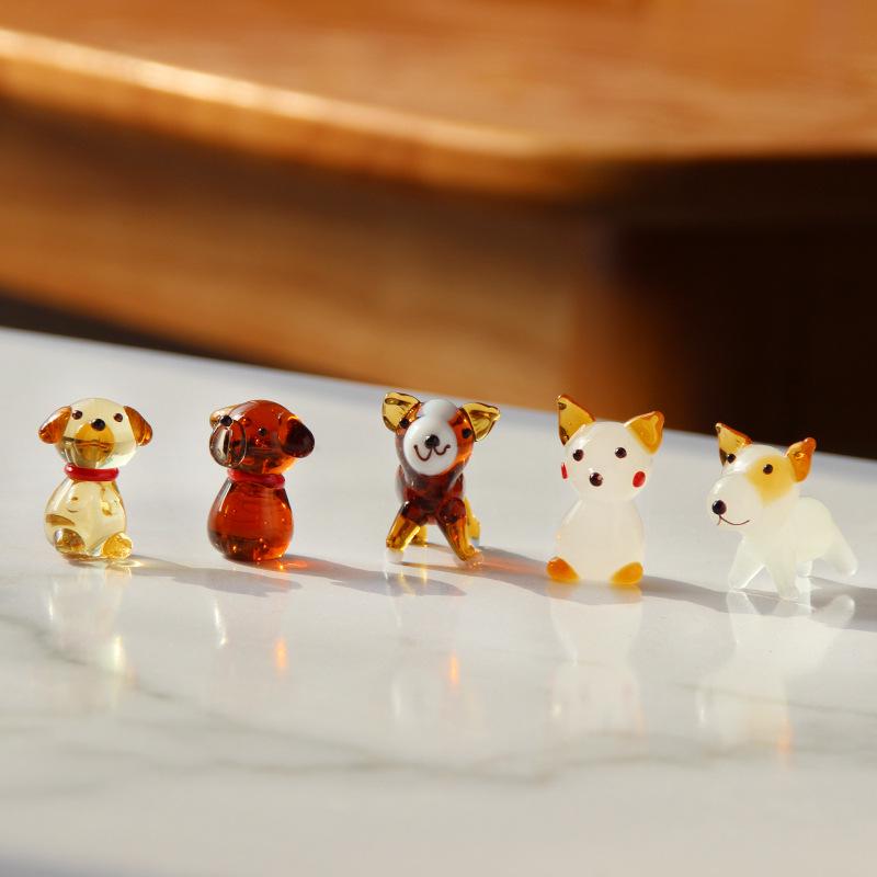 Teddy, Corgi, Shiba Inu, and Pomeranian Glass Animal Ornaments