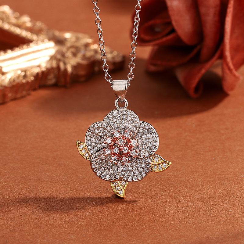 Camellia Super Flash Stud Earrings, High-End Necklace, Women'S Flower Niche Set Design