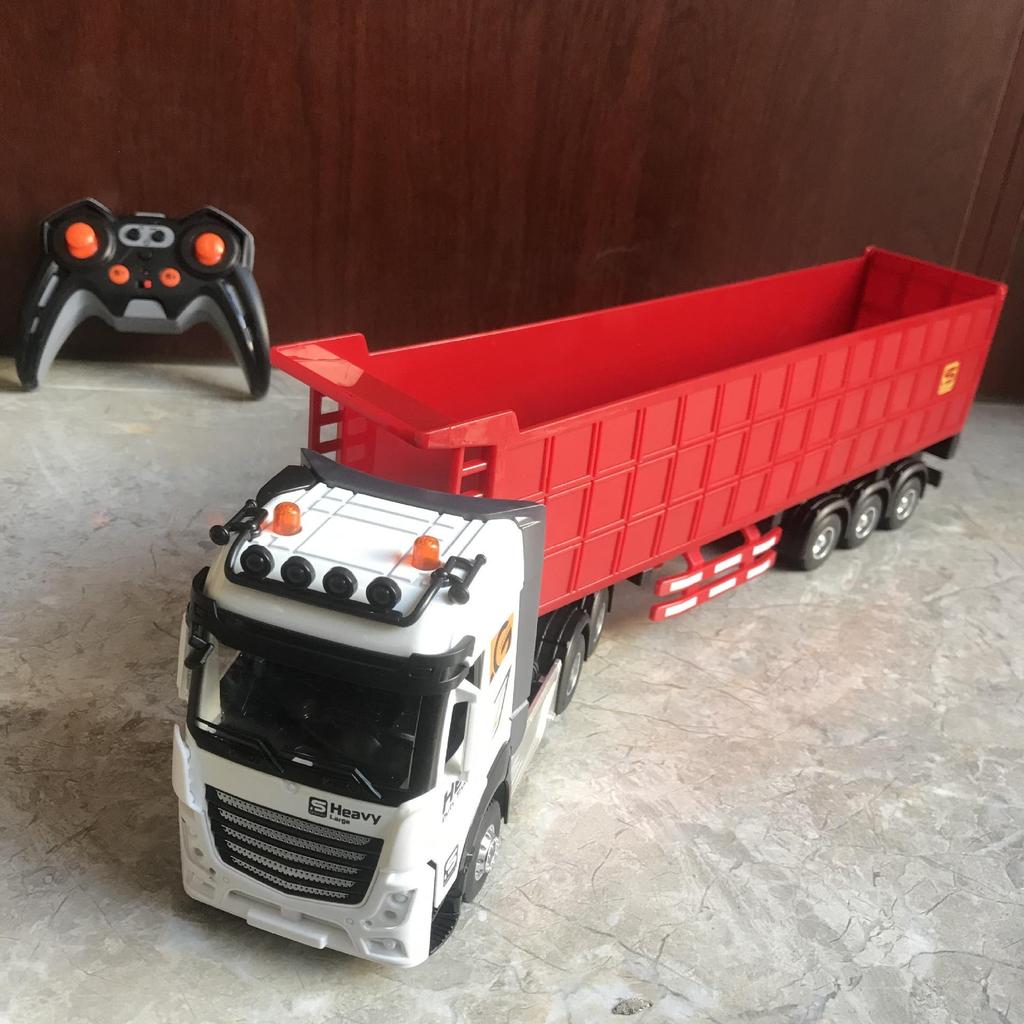 Remote Control Children's Alloy Truck with Music: Double-decker Transport, Openable Doors, Container, Oil Tank, Freight Toy.