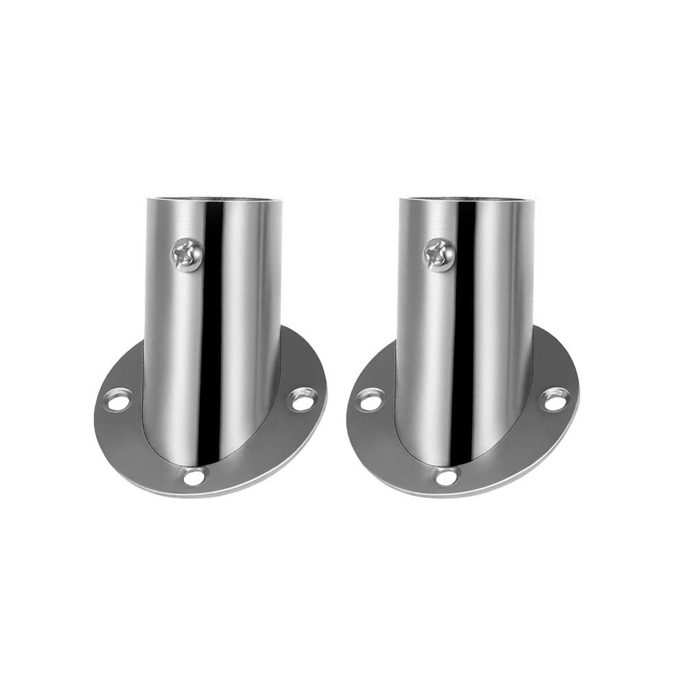 2PCS Stainless Steel Support Bracket Closet Corner Pole Bracket Support Holder Angle Flange Base End Supports Adjustable Angles
