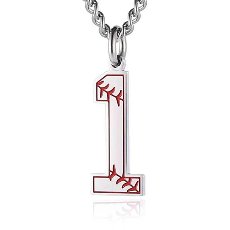 INS trendy stainless steel European and American fashion outdoor digital baseball necklace men's accessories titanium steel pendant