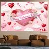 Happy Valentine's Day Tapestry, Pink Glitter Heart Background Cloth, Romantic Party Decor