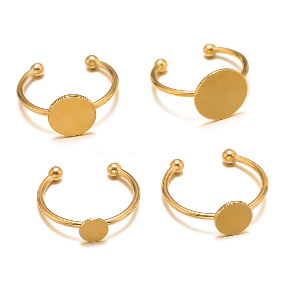 10Pcs No Fade Stainless Steel 6/8/10/12mm Rings Setting Cabochon Cameo Tray Bezel Blank Bases Jewelry Making Supplies Findings