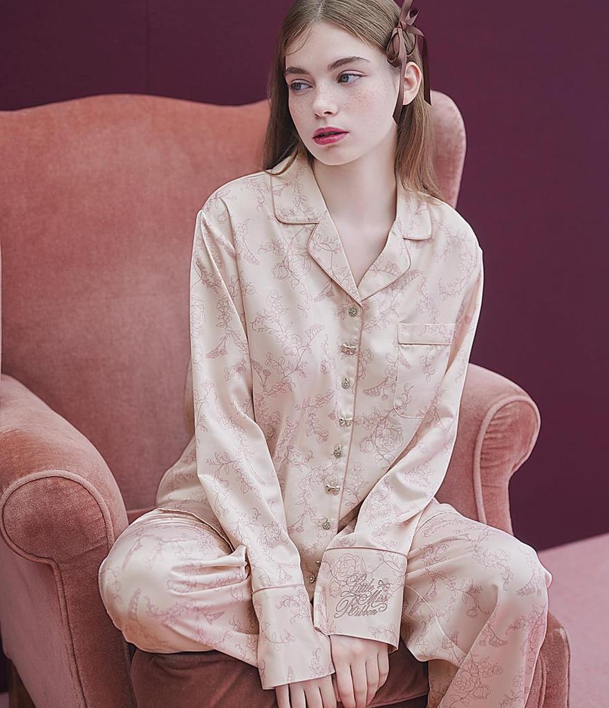 Peach John Winter Floral Satin Shirt One Soft against bare brushed fabric keeps you cozy even in cold Women's Pajamas, Pink, Size. skin! Warm,