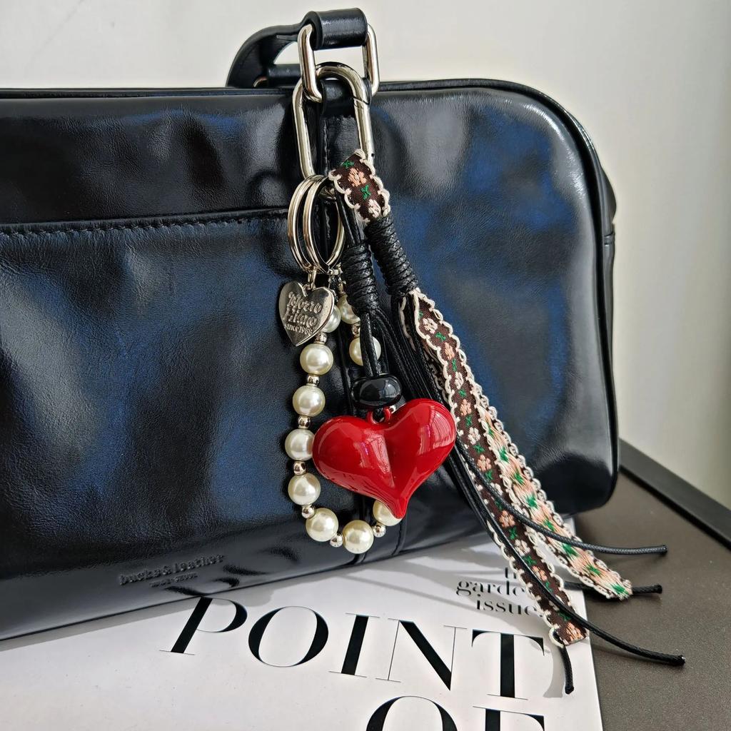 Retro Key chain bowknot afternoon tea Pendant tassels braided rope decoration Backpack accessories