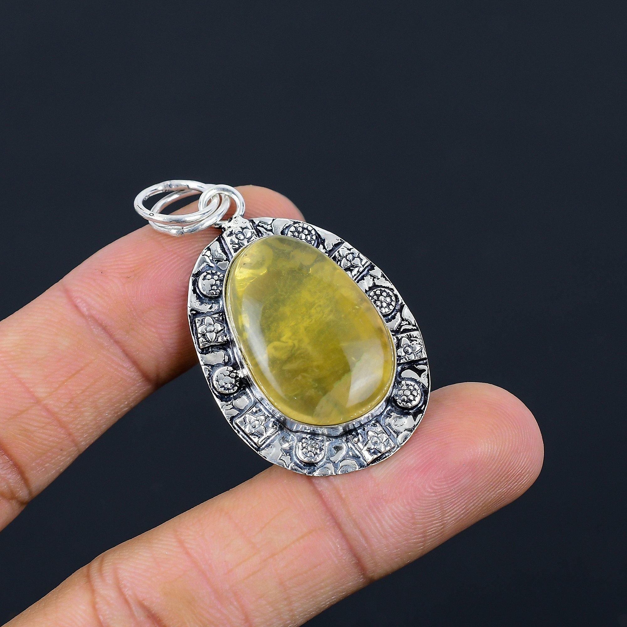 Womens day Deal Oval Natural Multi Fluorite 925 Silver Daughter Pendant Jewelry
