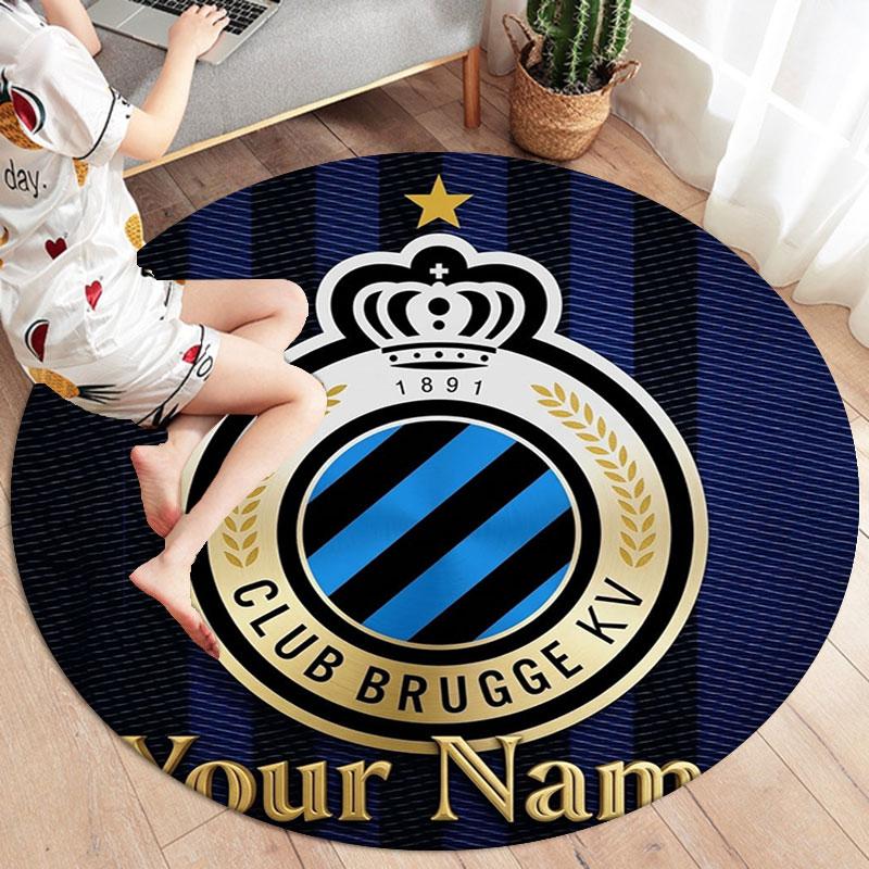 Club Brugge KV Custom Name Round Area Rug,Carpet Rug for Living Room Bedroom Sofa Playroom Decor,Non-slip Floor Mat