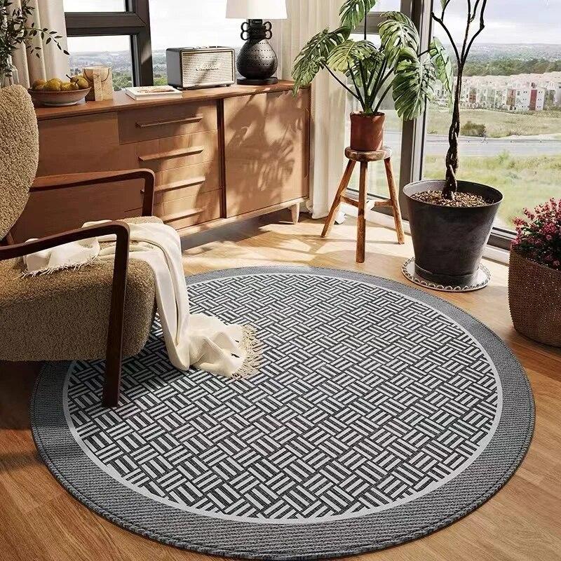 

French Light Luxury Round Crystal Velvet Carpet Living Room Ssofa Bedroom Tea Table Blanket Study Rocking Chair Floor Mat 100X100CM зелений