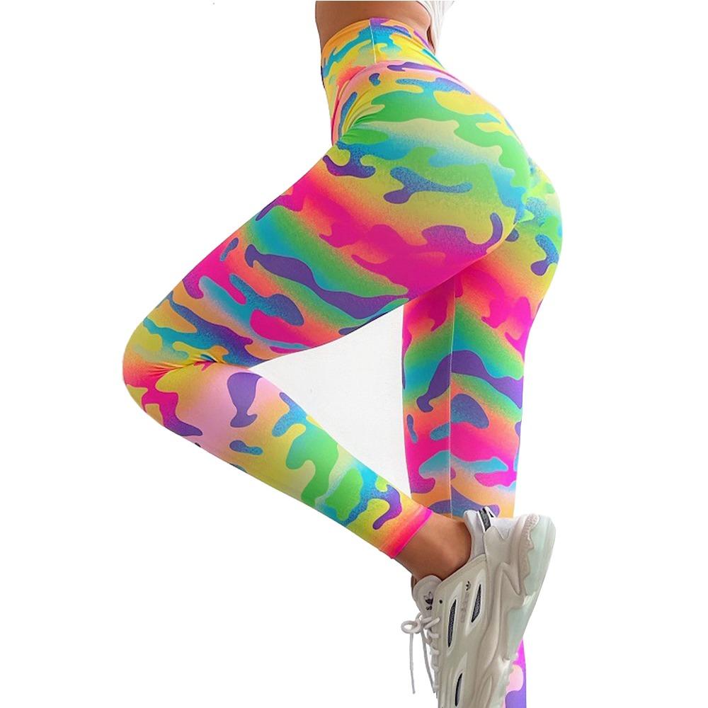 Nuovi Leggings Donna Vita Alta Stampa Camouflage Leopardo Effetto Trasparente Asciugatura Rapida per Corsa Fitness Sport Yoga