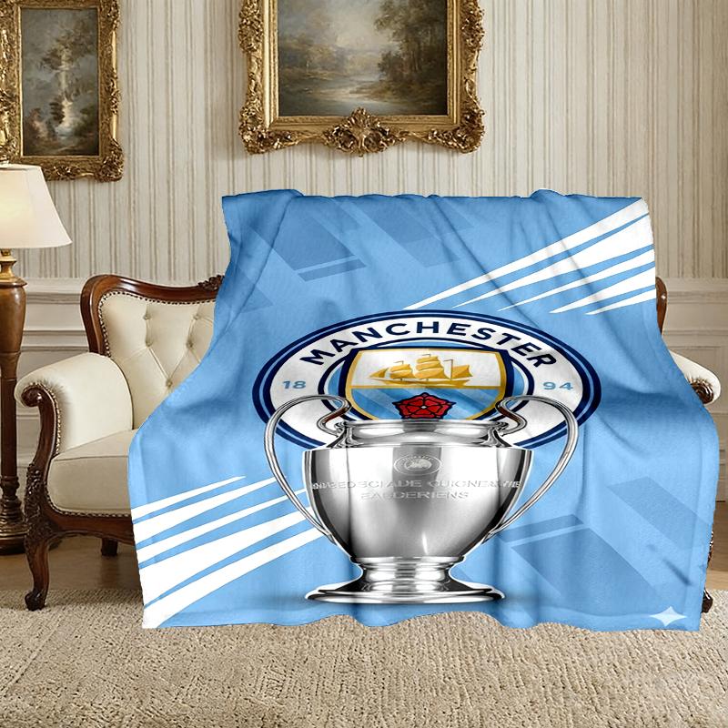 1pc Digital Print Nap Blanket, Manchester United Manchester City Blanket for Home Use, All Season Warmth, Christmas and Valentine's Day Gift Blanket