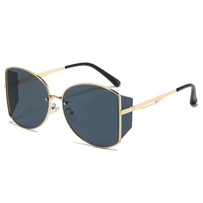 2025 Unique Sunglasses Women Brand Large Frame Round Wrap Designer Fashion Sun Glasses Uv400 Metal Glasses
