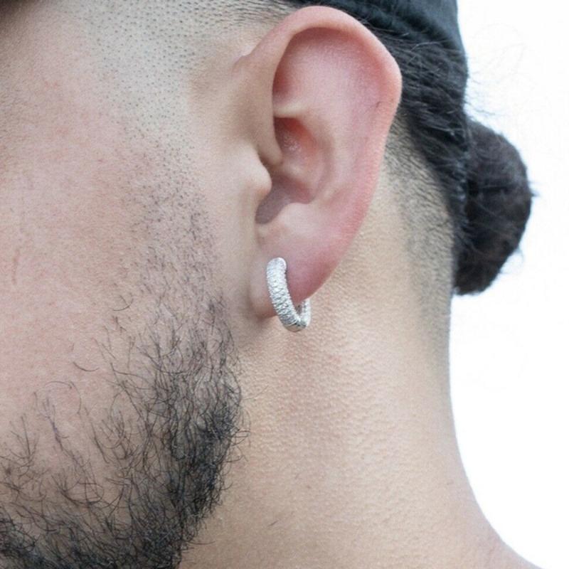 Punk Men Women Circle Hoop Earrings Shiny White Zircon Simple Daily Wear Small Earrings Wedding Party Fashion Jewelry Gifts