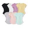 Damen Einfarbiges Slim-Fit T-Shirt mit Herzausschnitt & Gebogenem Saum