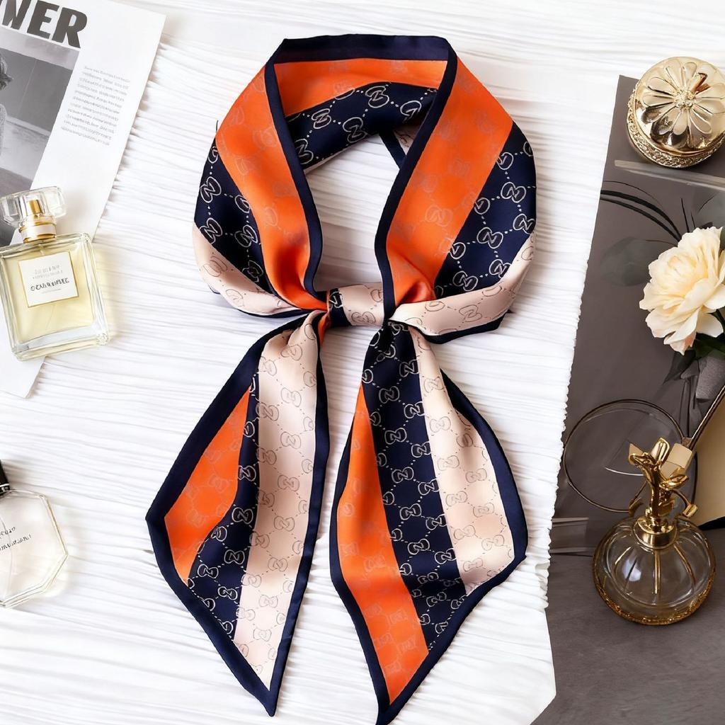 Korean Version of Rabbit Long Silk Scarf Streamer Women's Spring and Autumn New Scarf Double-layer Double-sided Decorative Scarf Handle Tied Bag