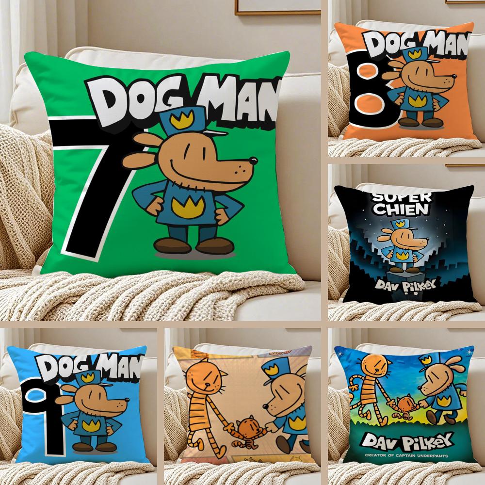 Comic Cartoon Dogmans Pillow Case Silky elegant Comfort Sofa Bed Invisible zipper
