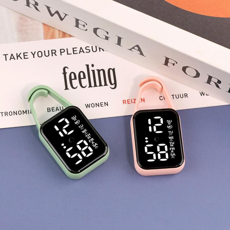 1Pcs LED Mini Electronic Watch Touch Digital Pocket Watch Night Light Hanging Watches Keychain Pendant Students Supplies