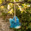 Yard Art Hanging Decorations 3Pcs Resin Bird Ornament, Hand-Painted Figurine with Jute String, Colorful Ornaments Weatherproof Outdoor Tree