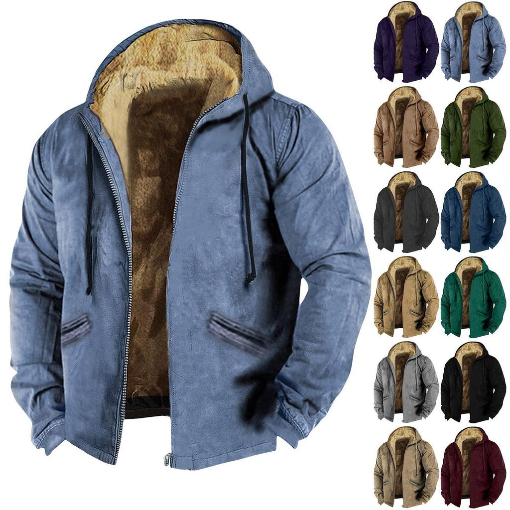 Giacca da uomo in tinta unita Giacca con cappuccio con cerniera e tendenza casual primaverile e autunnale