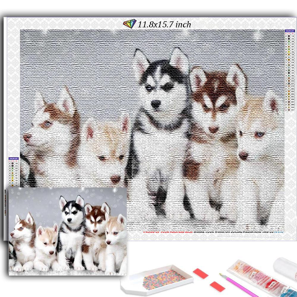 DIY Diamond Painting Group of Dogs Cross Stitch Kit Mosaic Art Diamond Painting Full Circle/Square Diamond Home Decoration