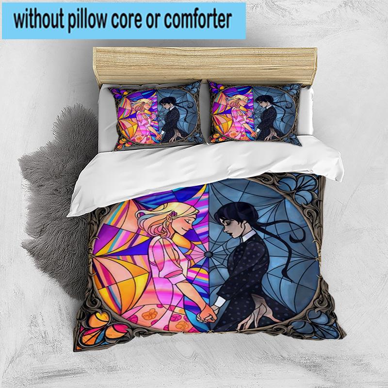 3PCS Stained Glass Gothic Romance 3pcs Bedding,Including 3PCS Duvet Cover And 2pcs Pillowcases Perfect for Christmas,Ideal for Bedroom, Dormitory