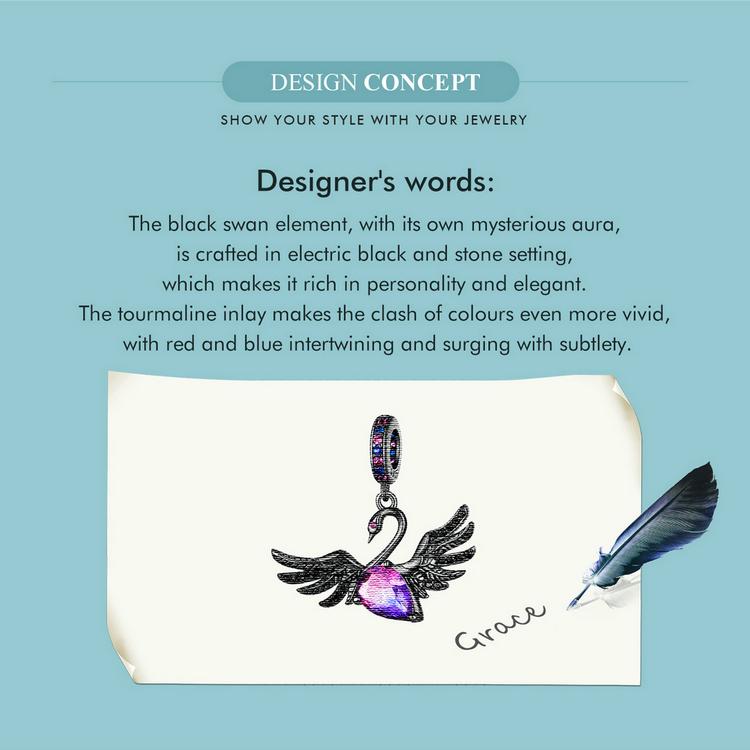 WOSTU 925 argint sterling 925 lebădă neagră agățat mărgele de mărgele placate cu aur negru pandantiv Breloc pentru femei brățară și colier bijuterii DIY