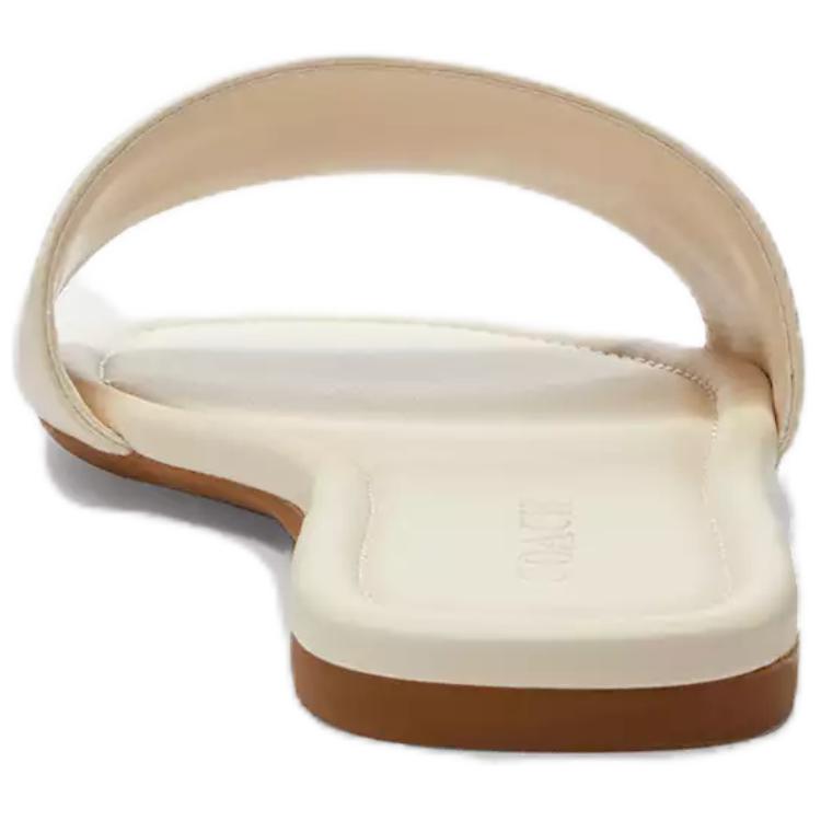 Coach Signature Leather Flat Open-Toe Slide Sandals Women Sandals White CAQ67-CHK