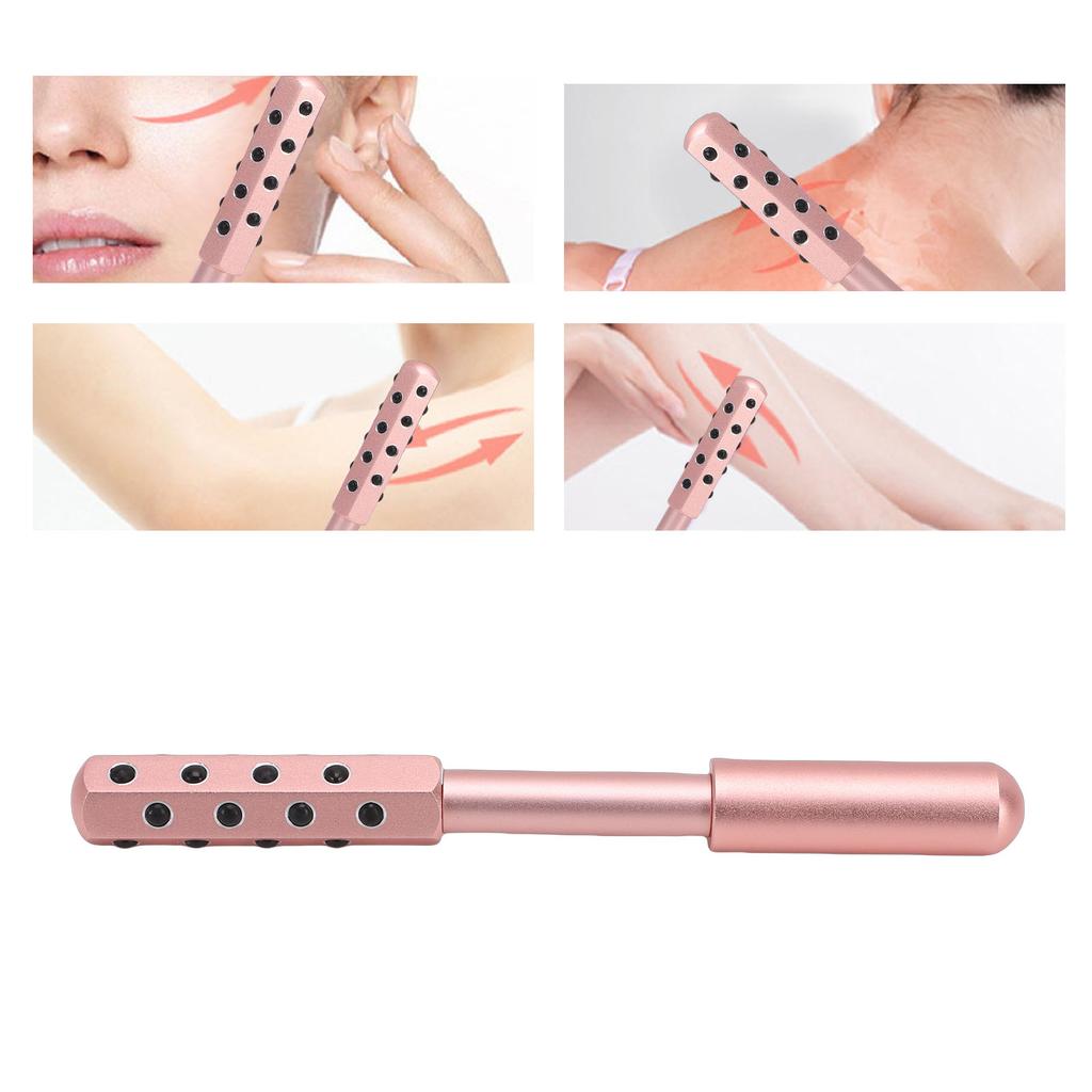 24 Stone Facial Roller 6 Sided Rotation Aluminum Alloy Beauty Sculptor Massage Roller for Eyes Neck Chin Chest
