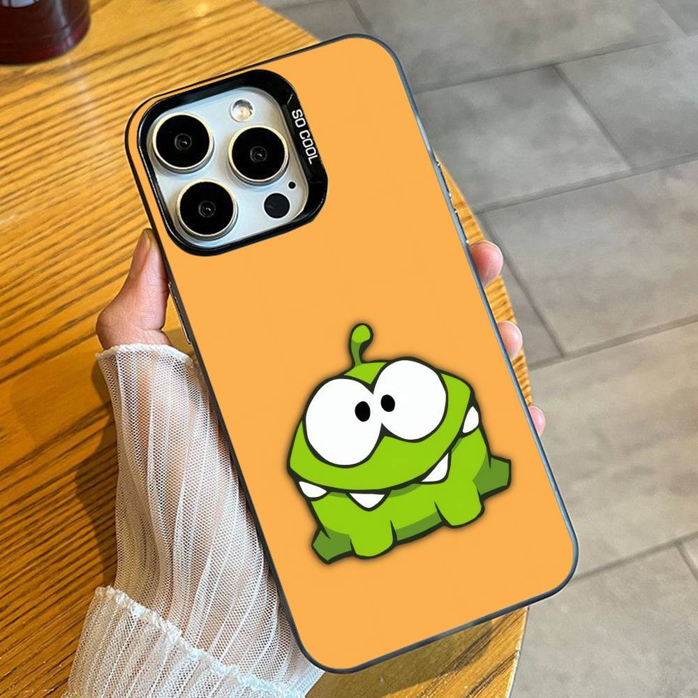 

Cute Om N-Nom Phone Case For iPhone 16 17 15 14 12 13 Pro Max Black Candy Matte Shockproof Cover iPhone17