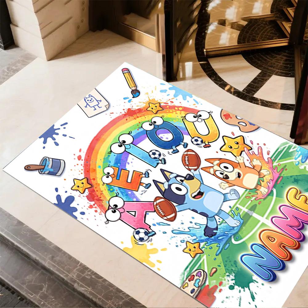 Rainbow Sports Party Personalized Name Carpet Design for Bedrooms Decorate room Living Rooms Game Room Antislip Carpet Office home decor