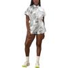 adidas Originals X Ivy Park Ppln Camicia Tinta Unita Colletto Metallizzato Monopetto Manica Corta Camicia Donna Argento HN8238