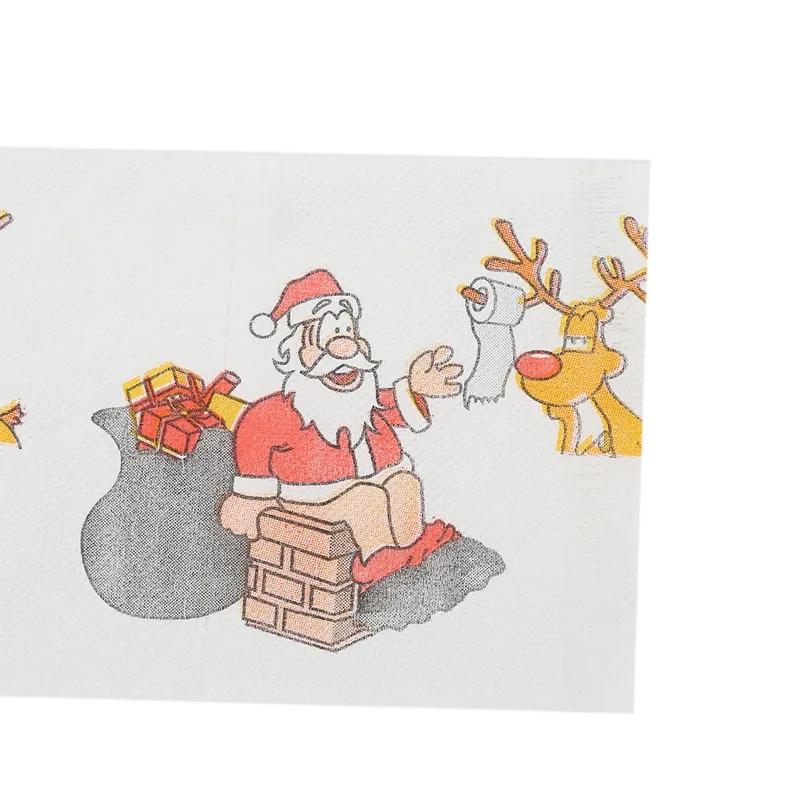 2Pcs Christmas Printed Tissue Disposable Printed Toilet Tissues Toilet Roll Paper Christmas Ornaments For Party New Year Gifts