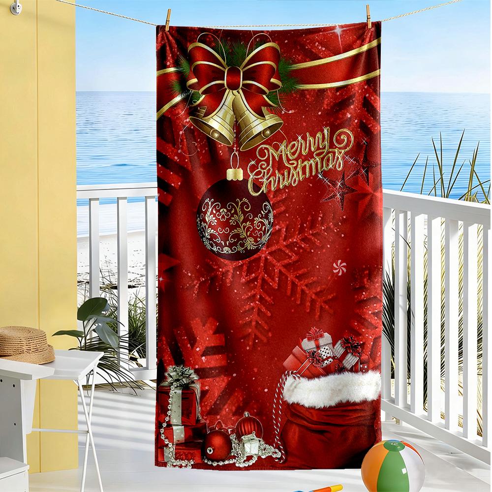 Christmas Beach Towel Super Soft Microfiber Quickdry Fabric Comfortable Lightweight