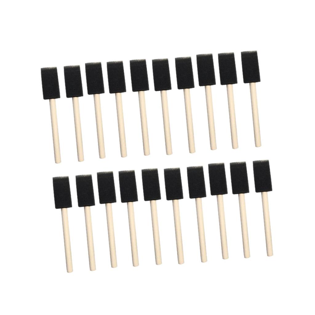POPETPOP Sponge Paint Brush Set with Wooden Handles for Art and and Crafts 1-Inch Drawing, Painting, Staining, Varnishing,